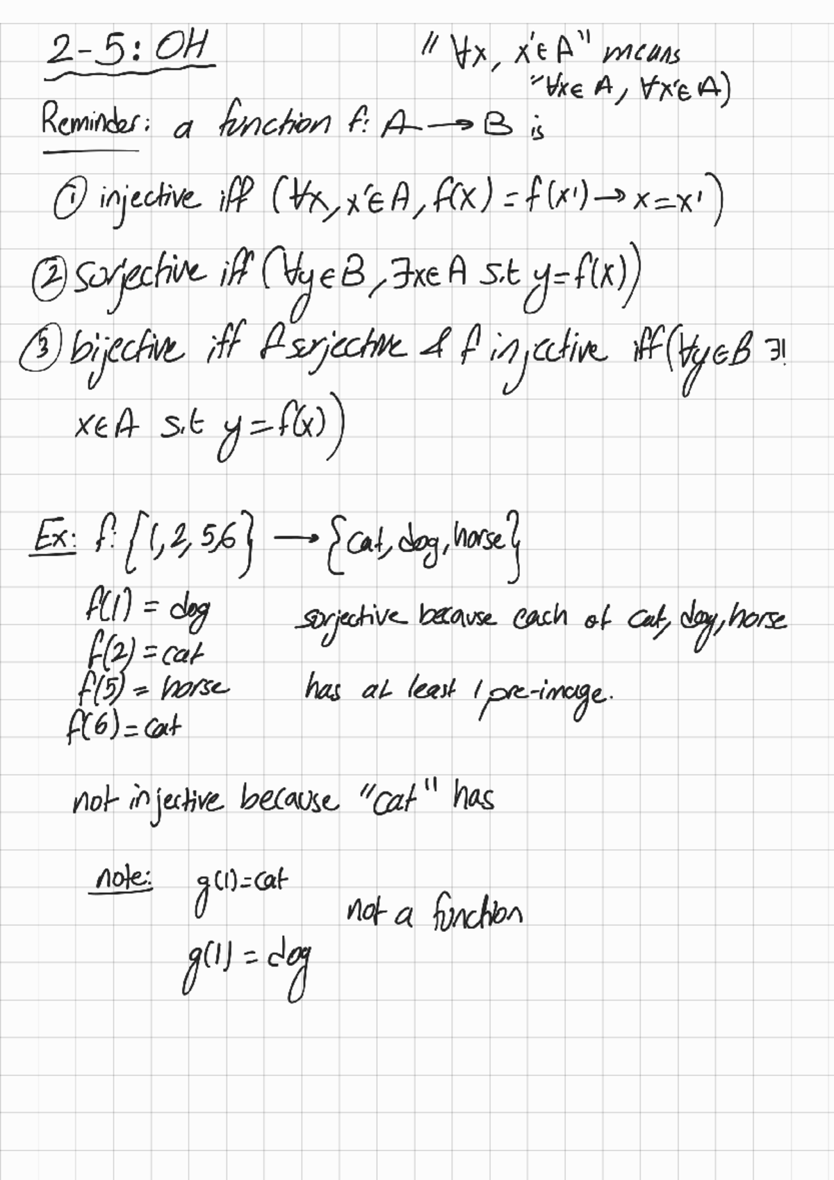Lecture 15: Injective, Surjective, and Bijective Functions (MATH 250 ...