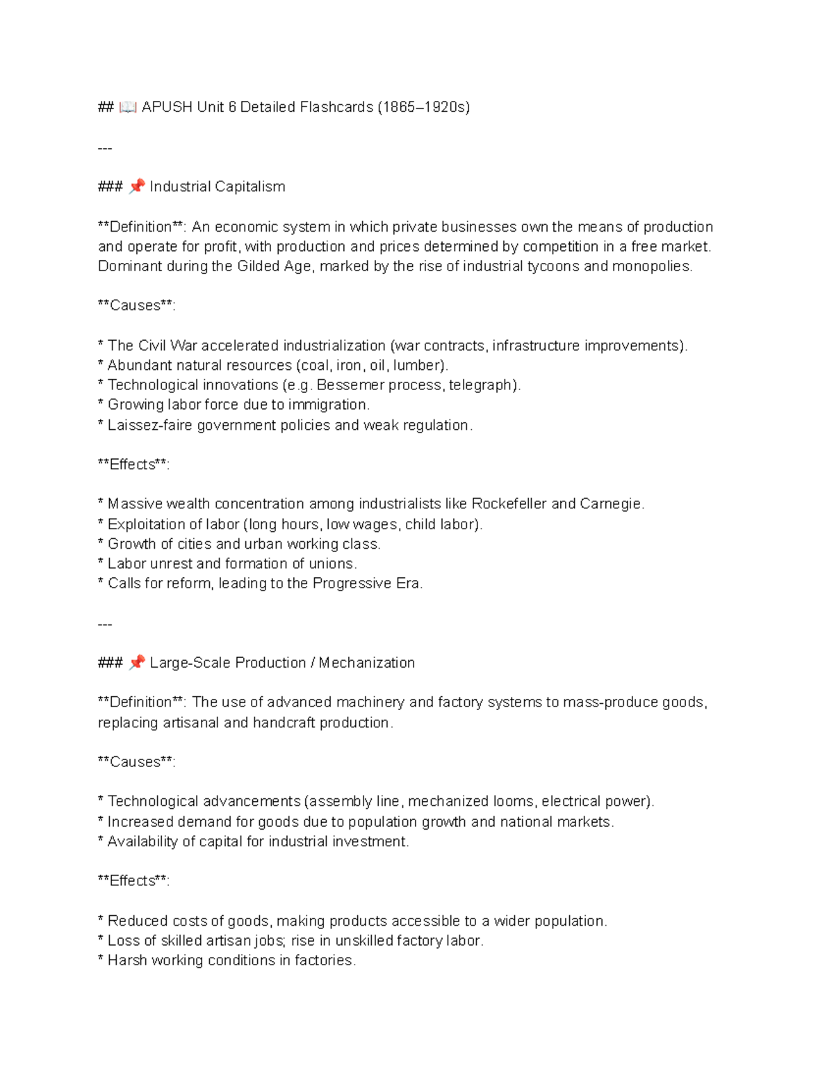 APUSH Unit 6 Study Guide: Industrialization and Social Change (1865 ...
