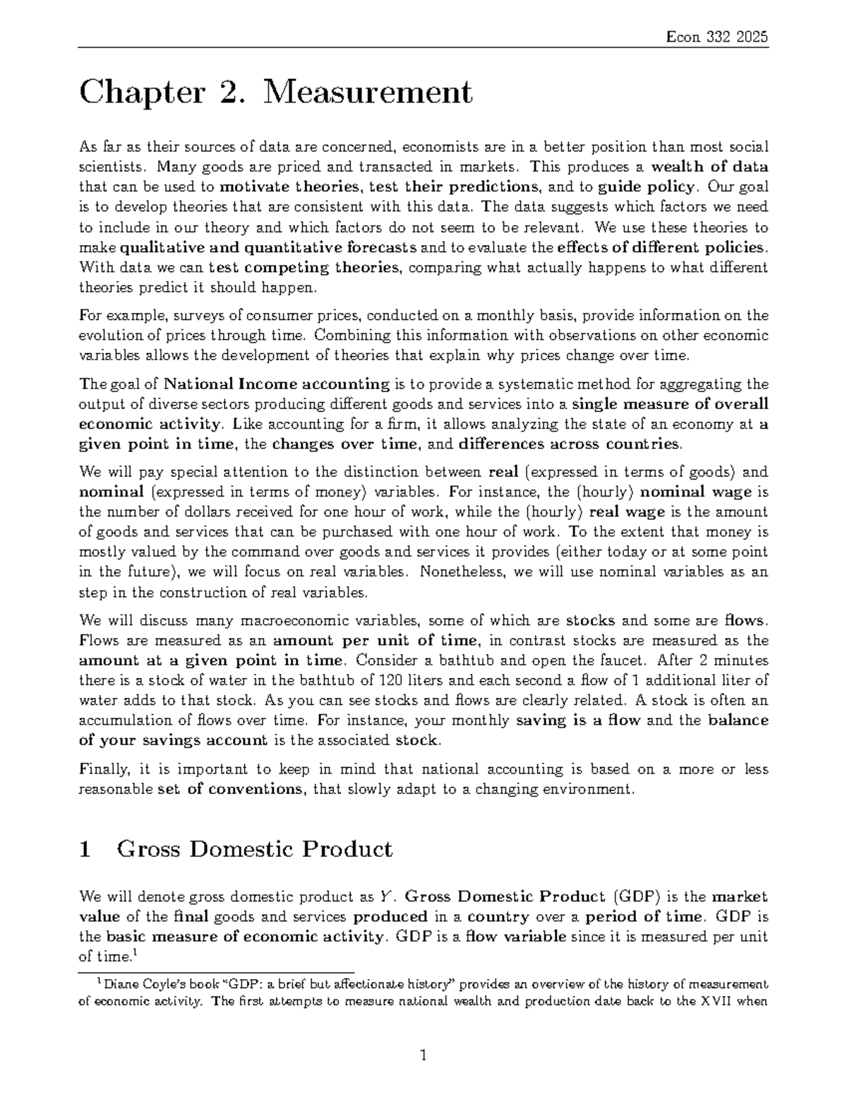 Econ 332 2025 Chapter 2: Understanding Economic Measurement and GDP ...