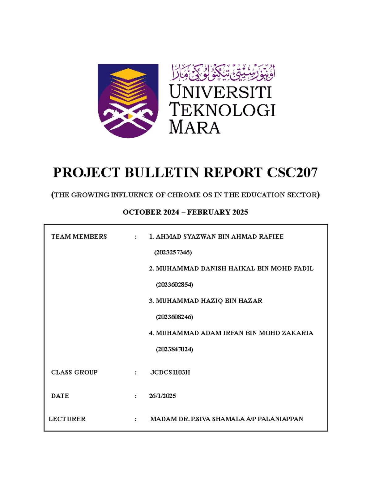 Final Report on Chrome OS Impact in Education - CSC207 - Studocu