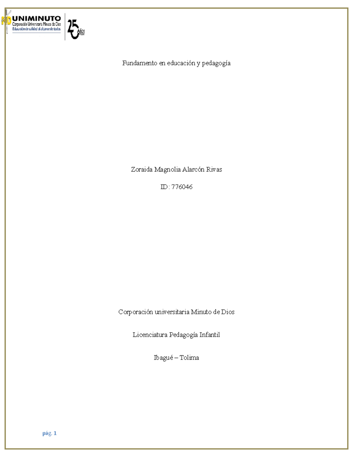 Martiz DOFA 2 - trabajo - Fundamento en educación y pedagogía Zoraida ...