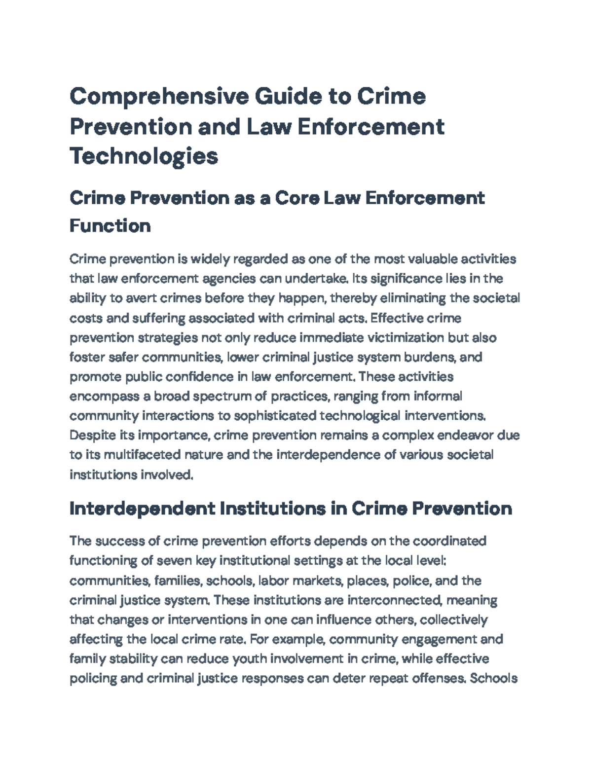 Comprehensive Overview of Crime Prevention & Law Enforcement Tech - Studocu