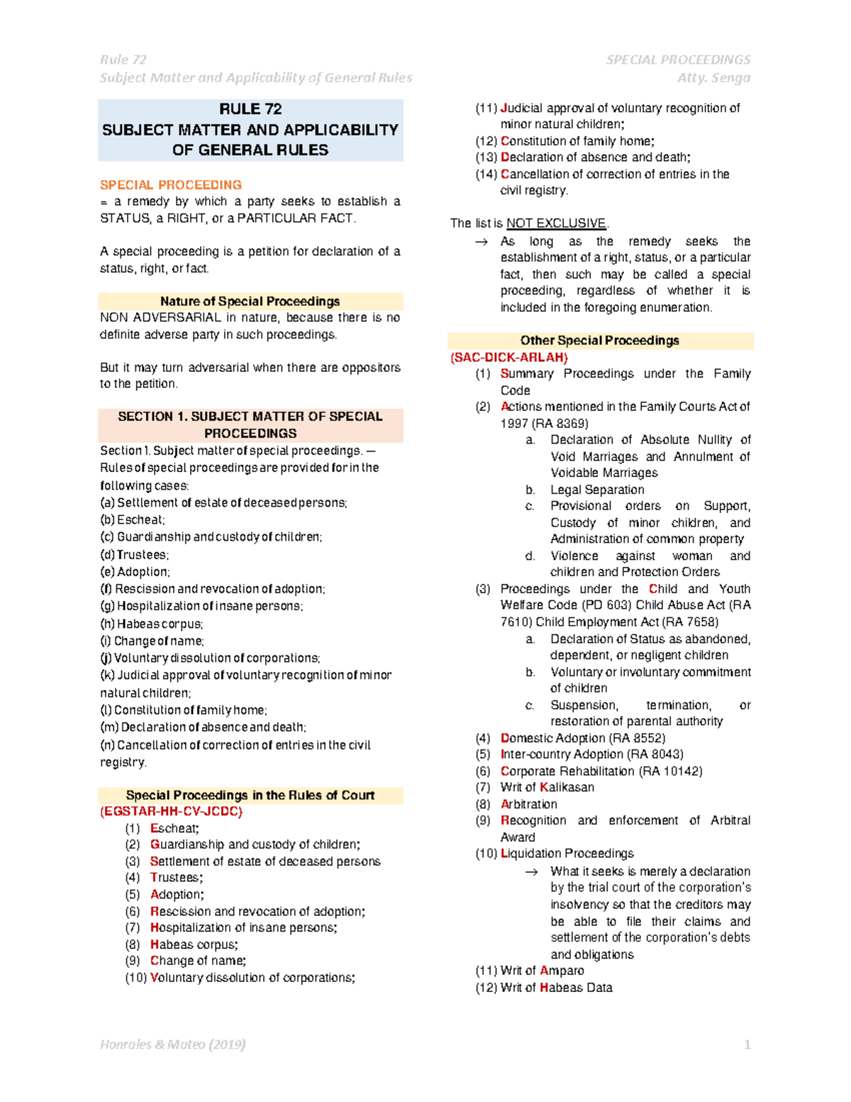 Rule 72 & 73: Special Proceedings Overview and Applicability - Studocu