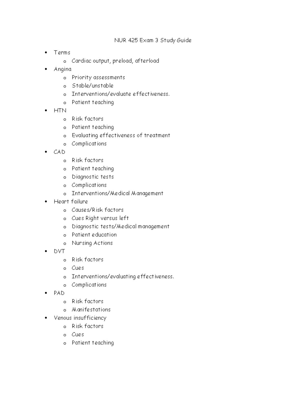 NUR 425 Exam 3 Comprehensive Study Guide & Key Concepts - Studocu