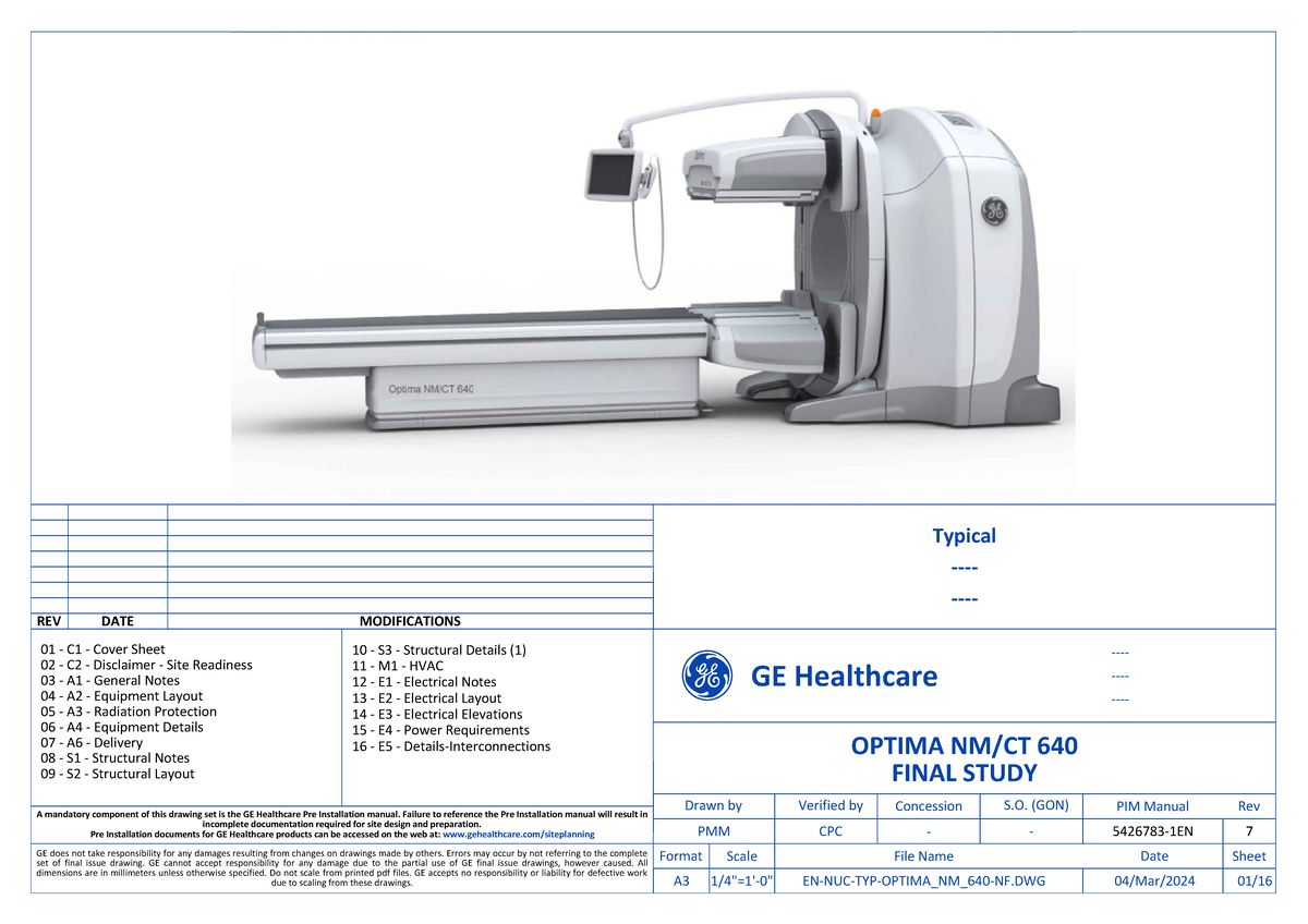 GEHC-SP Optima-NM640 Site Readiness & Equipment Layout Guide - Studocu