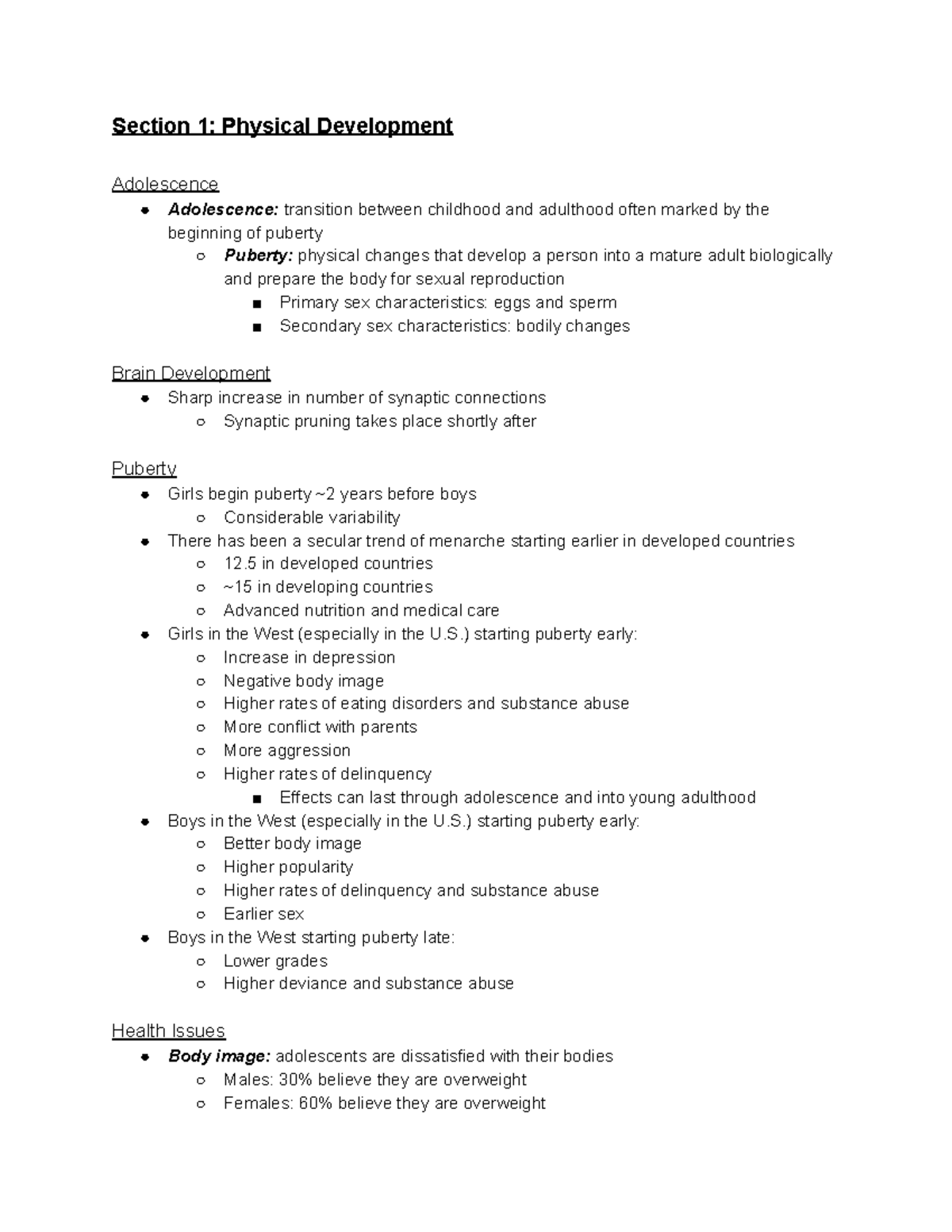 Chapter 8: Adolescence - Section 1: Physical Development Adolescence ...