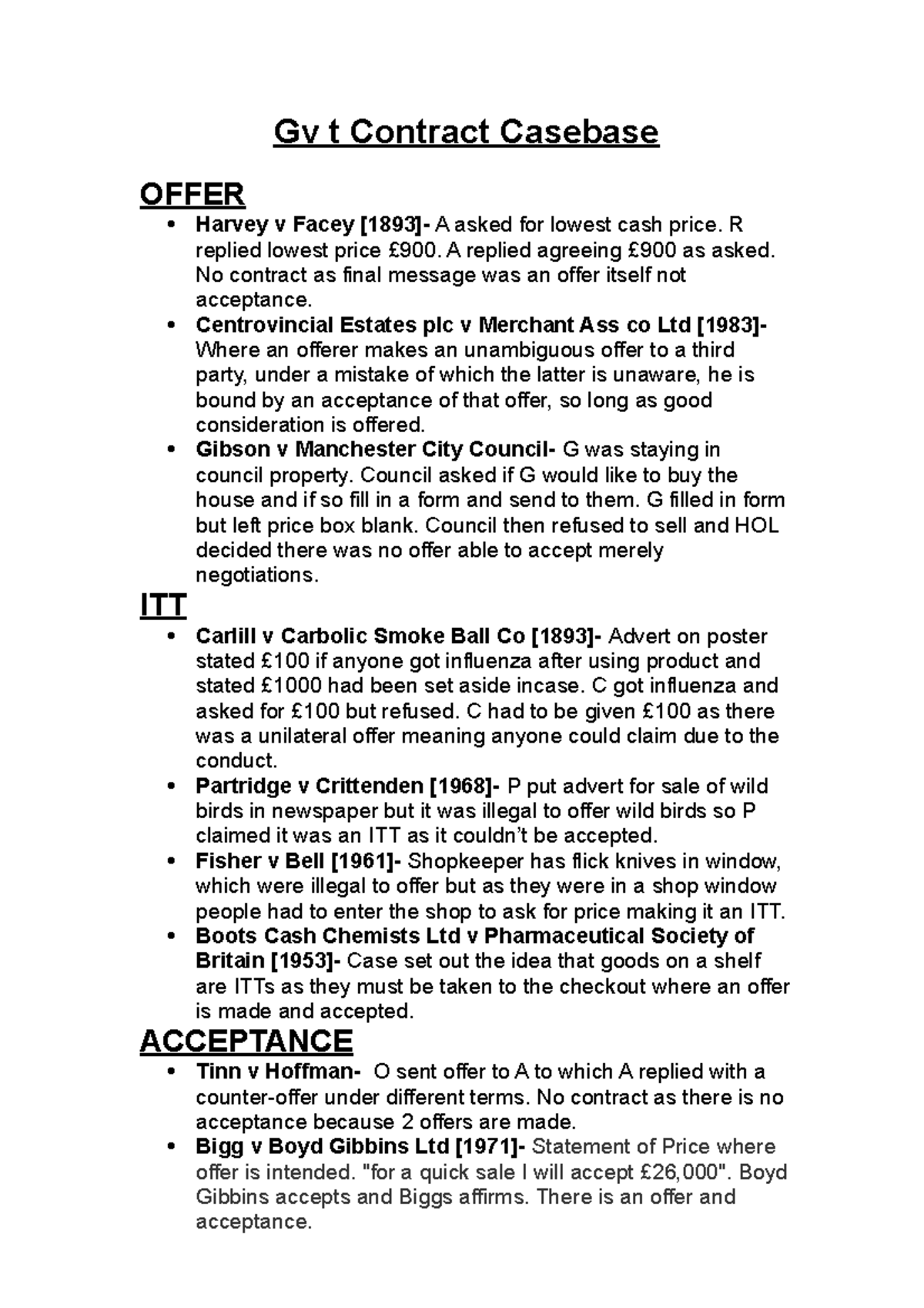 Contract Law Case Analysis: Key Principles & Landmark Cases - Studocu