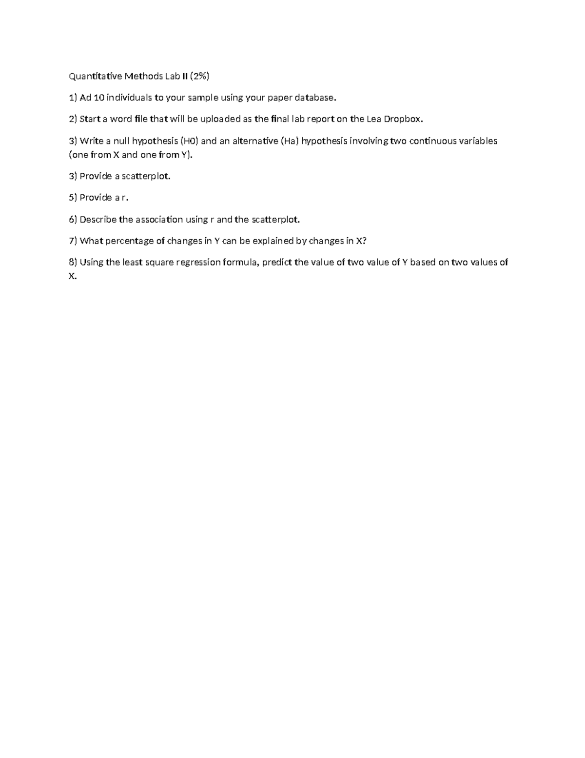 Quantitative Methods Lab II: Final Report Guidelines and Analysis - Studocu