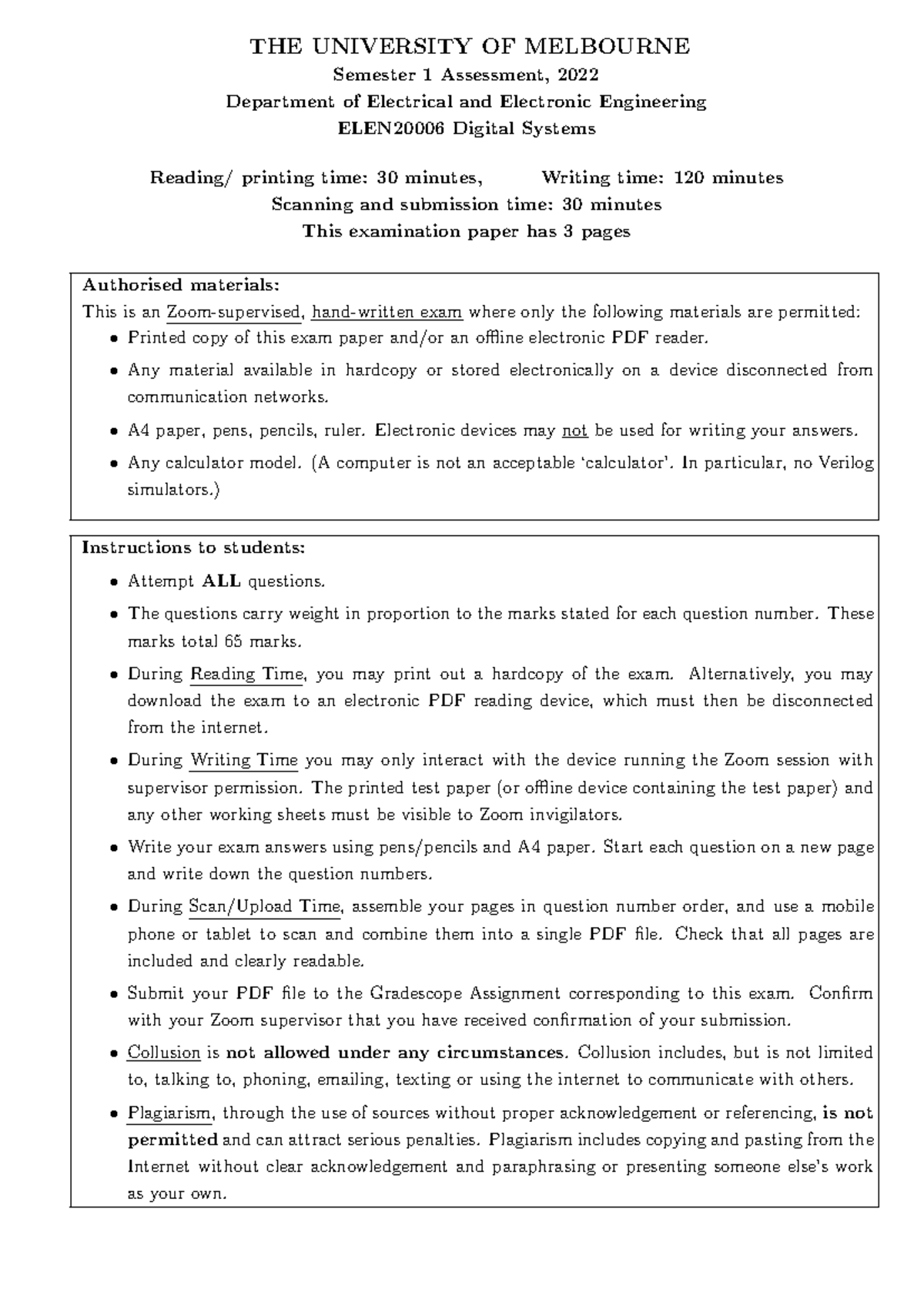 Digital Systems Exam 2022 - Past Exam (EEEN30001) - Studocu