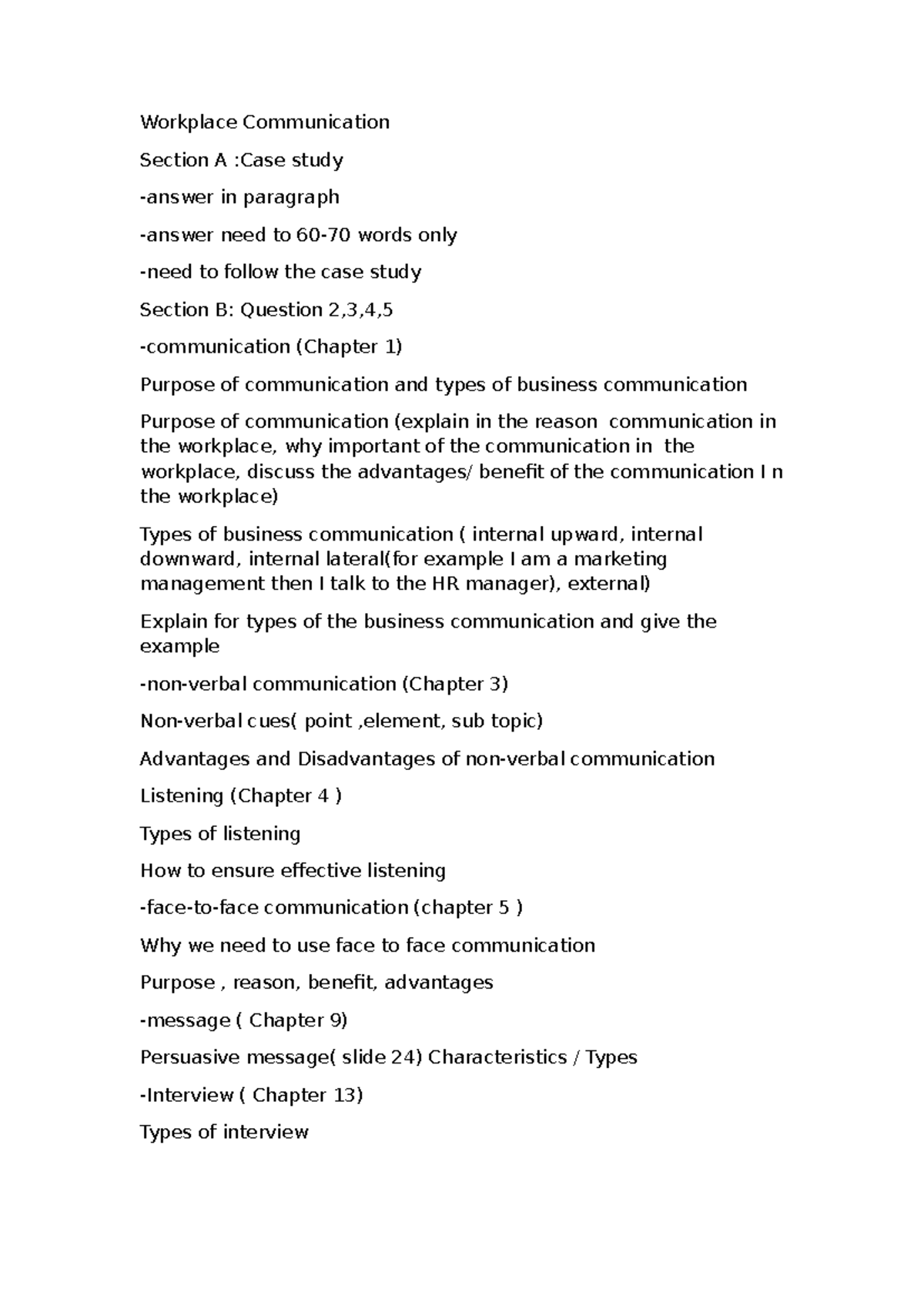 Workplace Communication Case Study & Key Concepts (Course Code: WPC101 ...