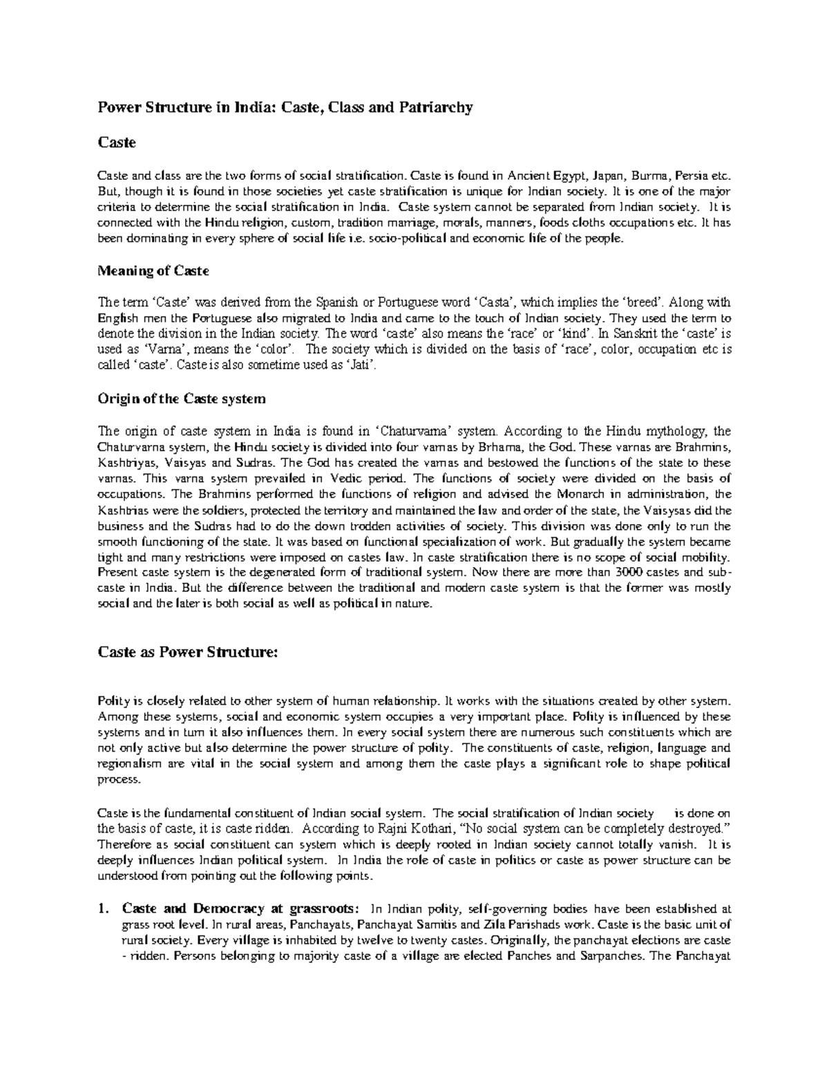 Caste and Class Dynamics in Indian Society: Analyzing Power Structures ...