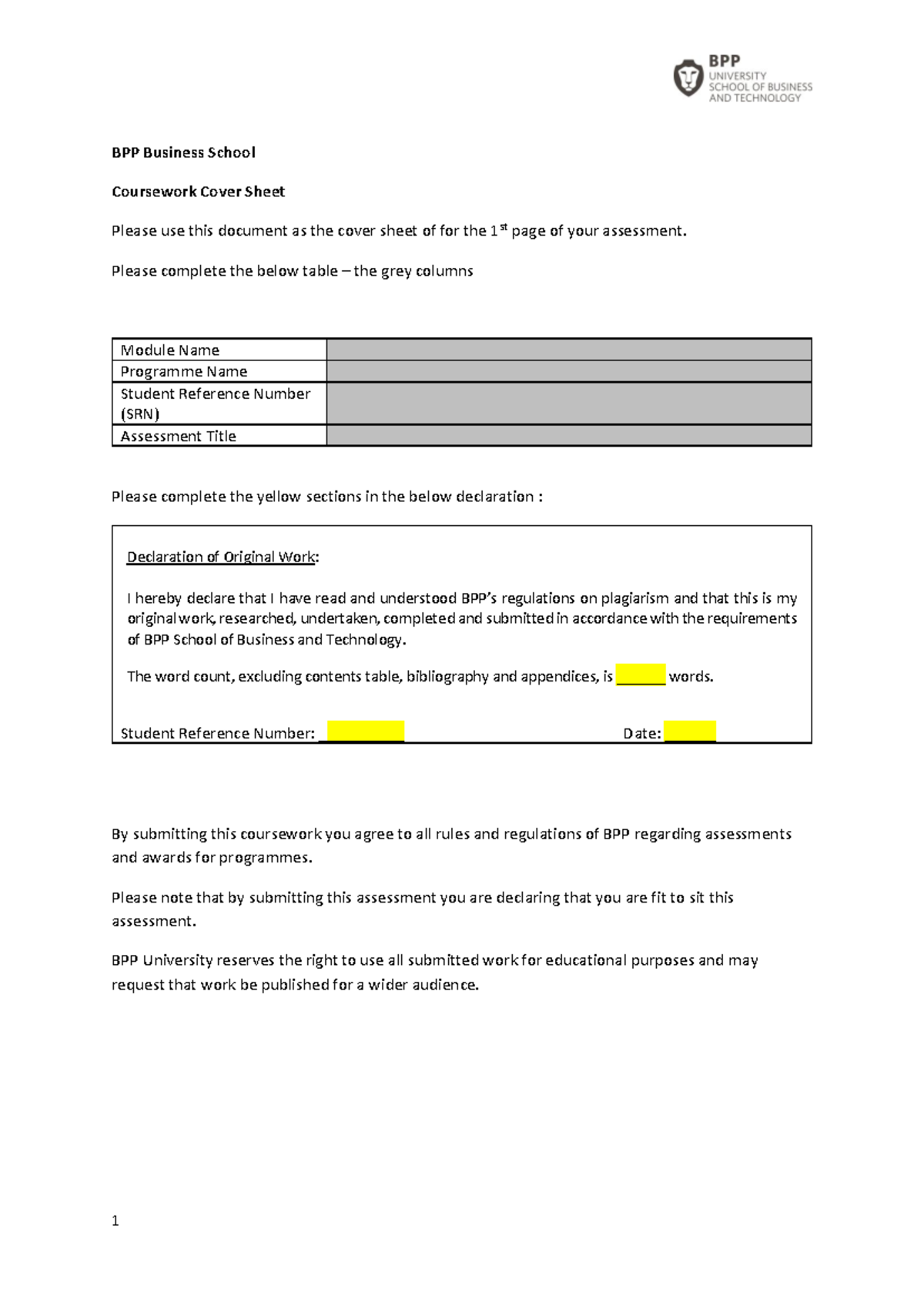MSc Management BPP Business Project Summative Assessment Brief - Studocu