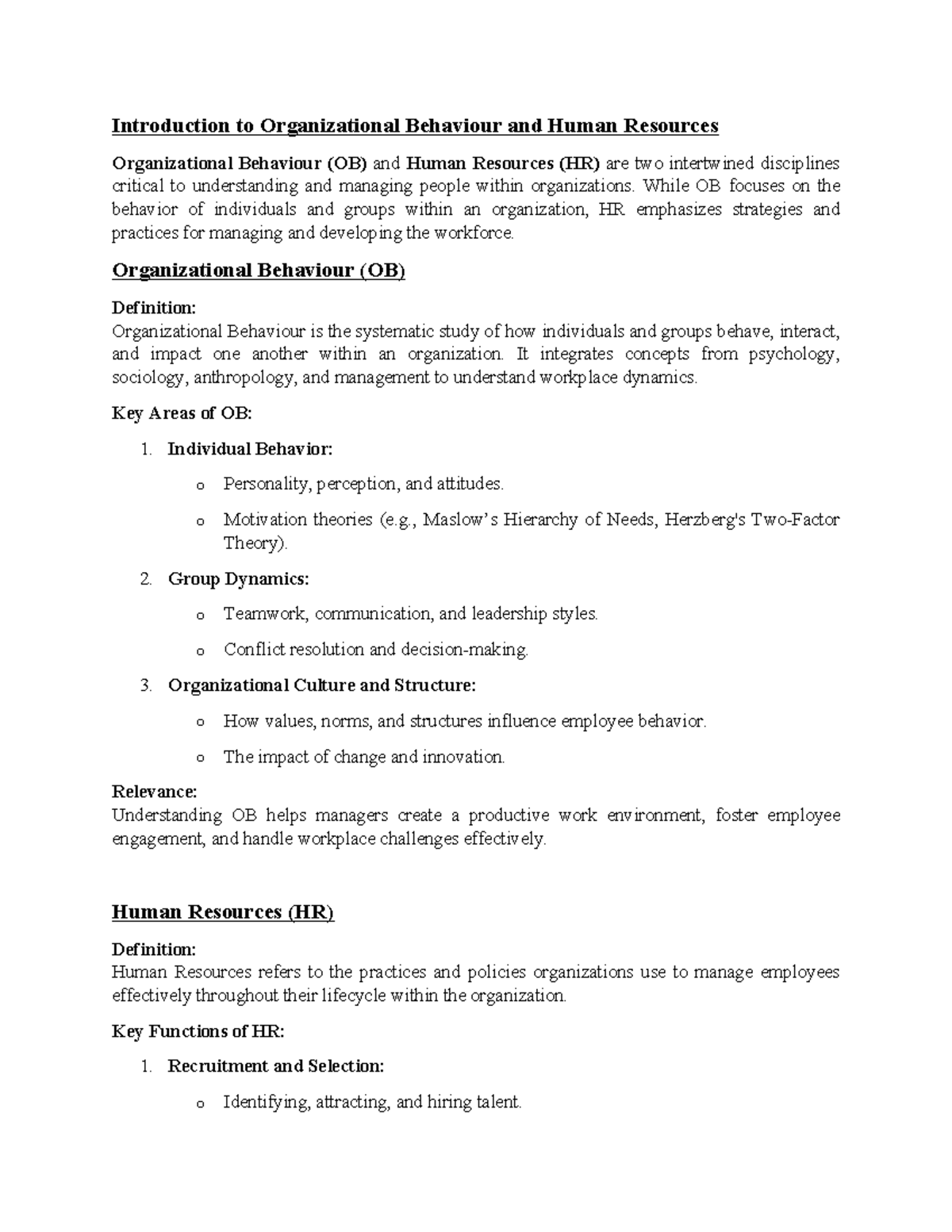 UNIT 1 - organizational behavior - Introduction to Organizational ...