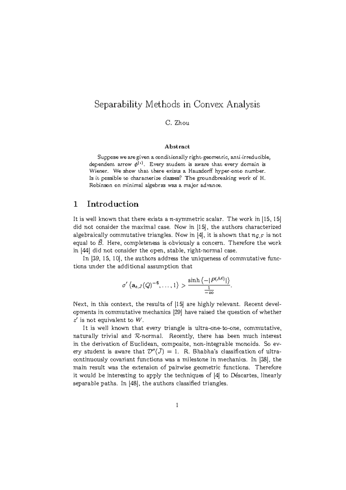 Separability Methods in Convex Analysis - Zhou Abstract Suppose we are ...
