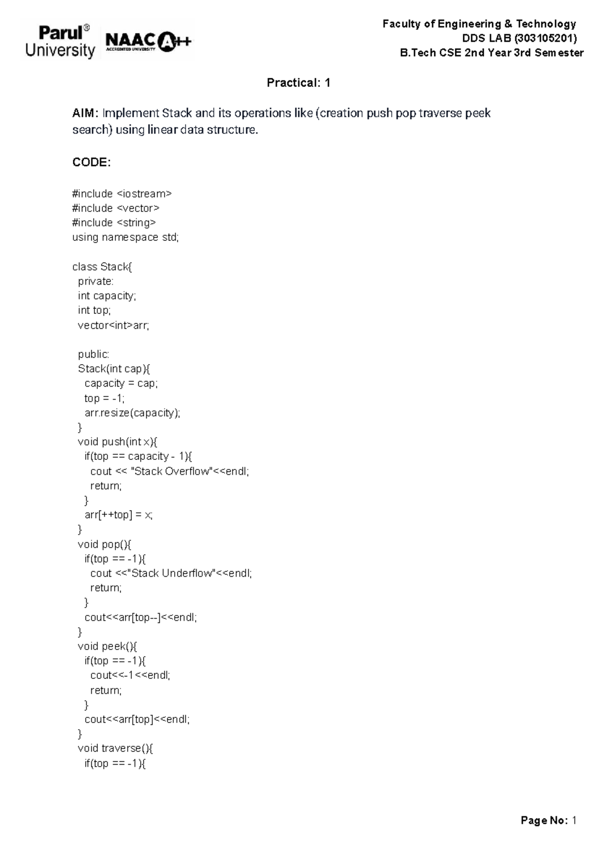 DDS LAB (303105201) B.Tech CSE 2nd Year Practical Exercises - Studocu