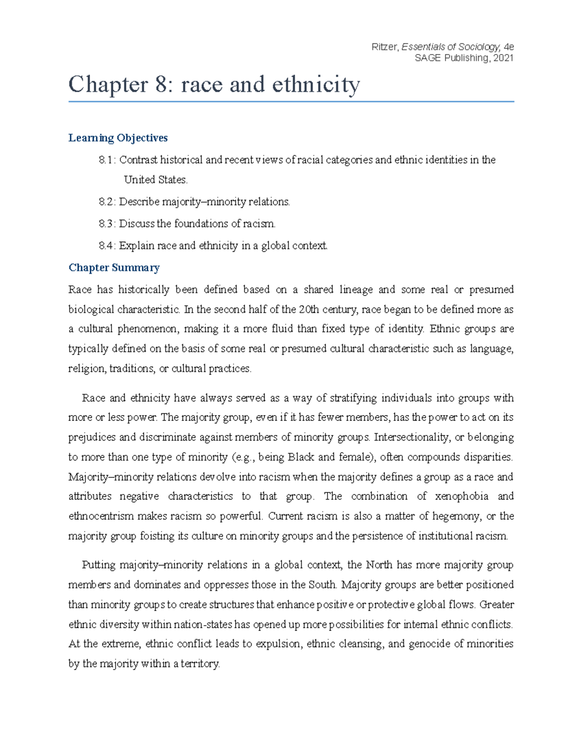 Chapter 8: Understanding Race and Ethnicity in Society and Culture ...