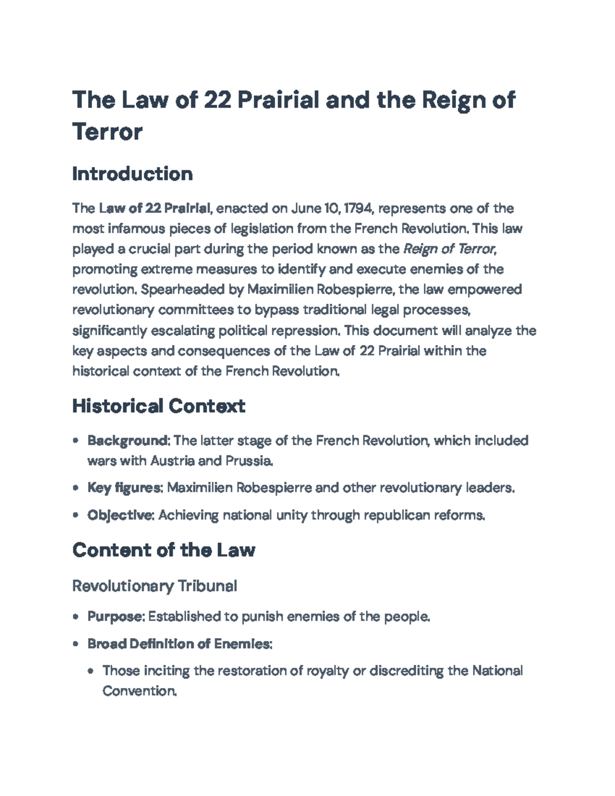 The Law of 22 Prairial: Analyzing its Impact on the French Revolution ...