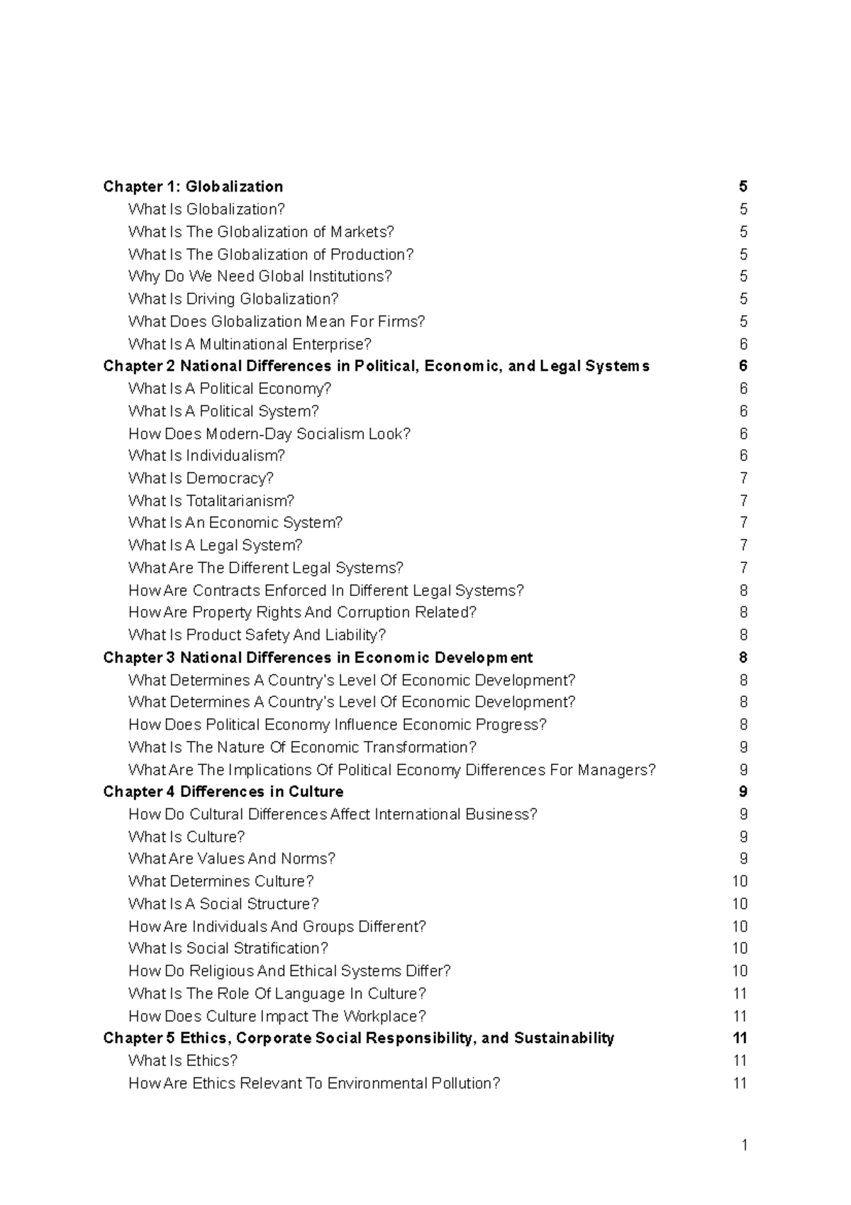 Final Review - IB - Chapter 1: Globalization What Is Globalization ...
