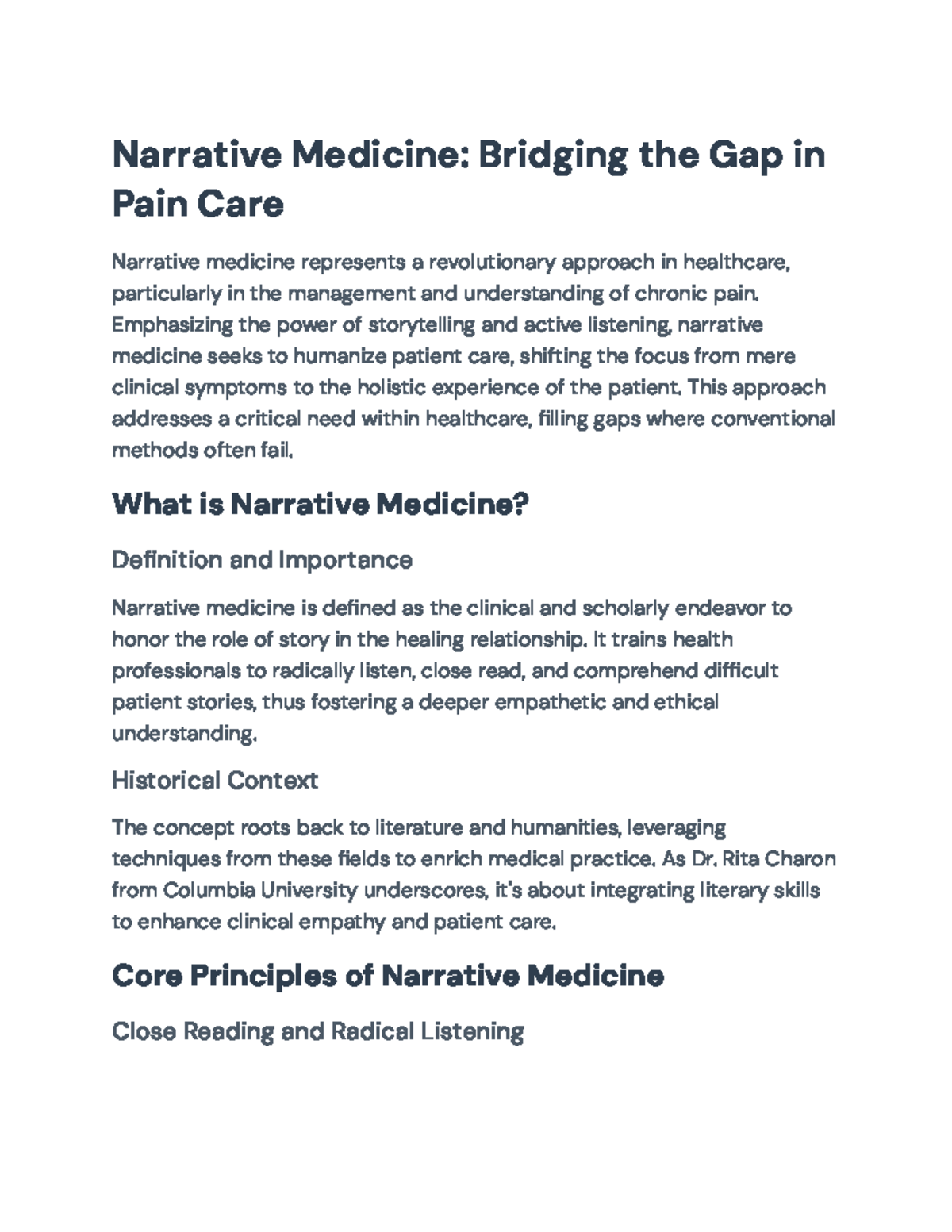 Narrative Medicine in Pain Care: Bridging Patient Stories and Healing ...