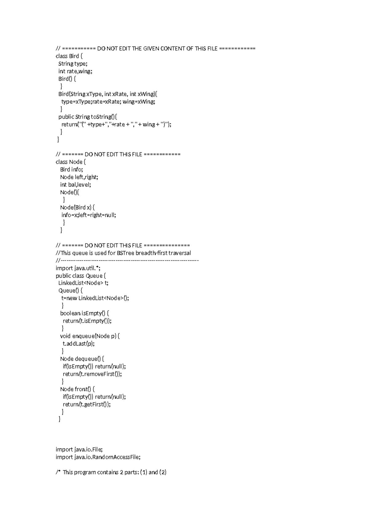 BSTree Implementation and Modification Instructions for CS101 - Studocu