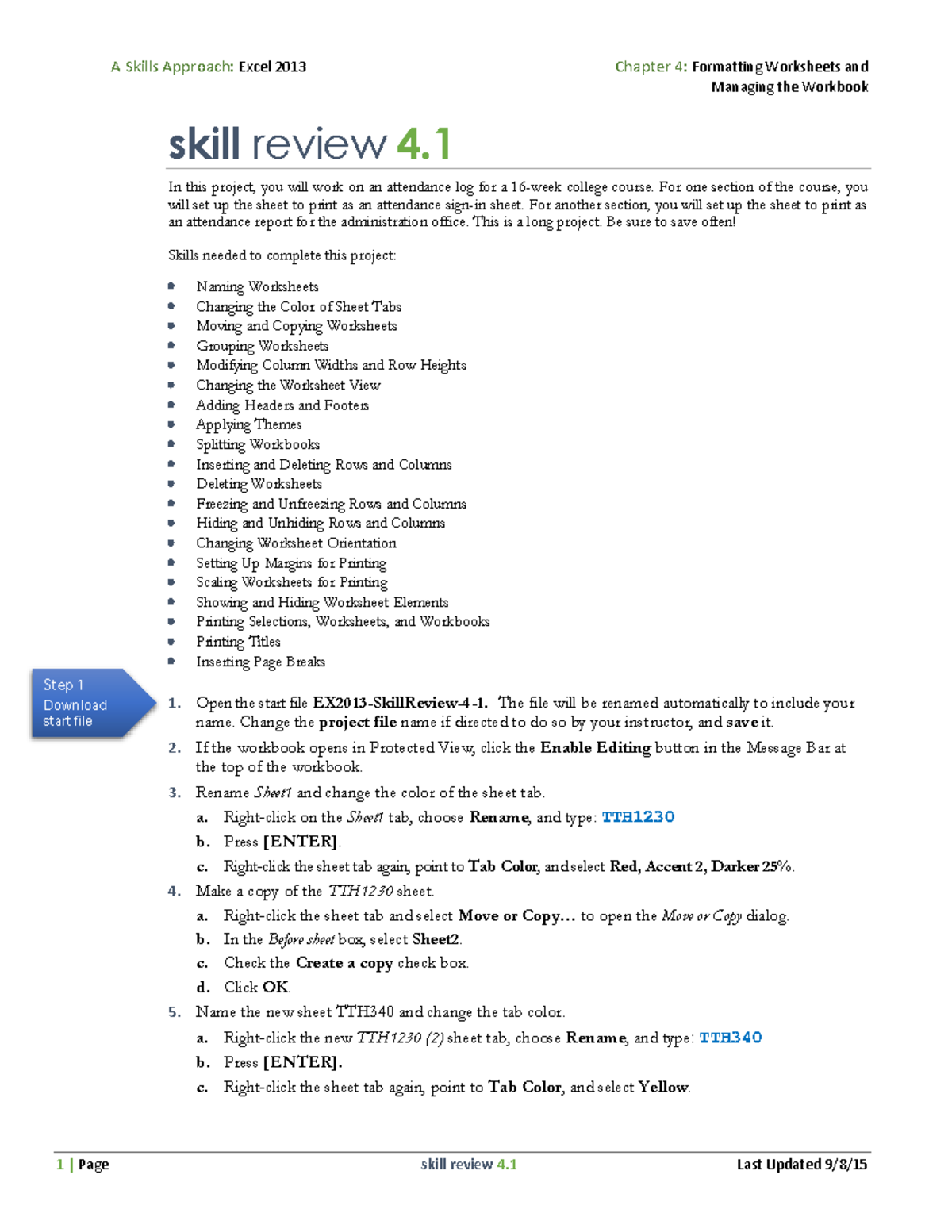 EX2013 Chapter 4 Skill Review 4: Formatting Worksheets Project - Studocu