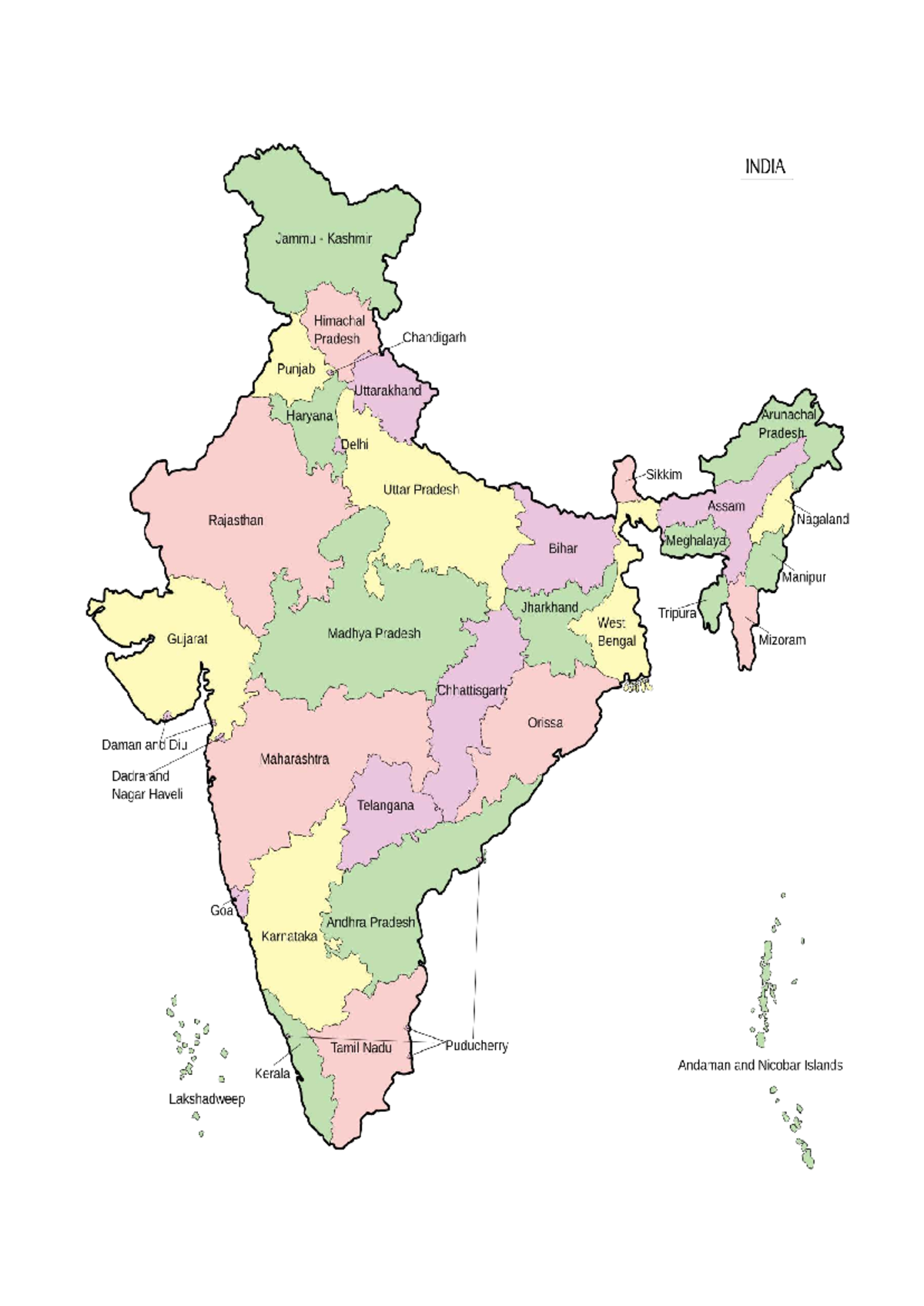 Indian Map Overview: States and Union Territories of India - Studocu