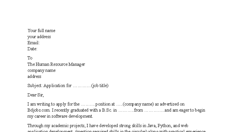 Cover Letter Format for Job Application - Essential Guide - Studocu