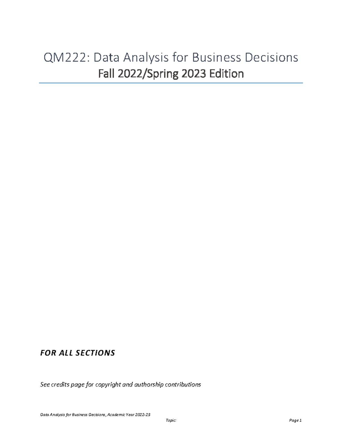 DABD Fall22 Spring 23 Qm222 Textbook - Data Analysis for Business ...