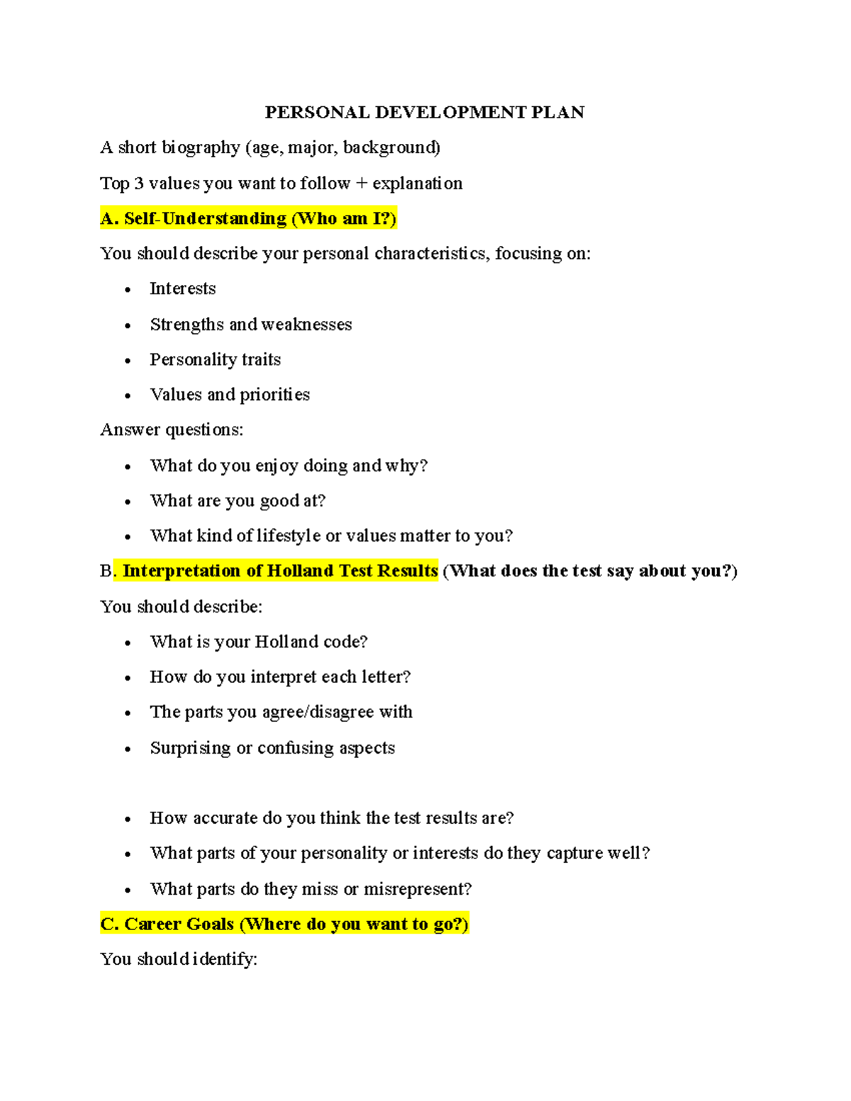 PDP K64 Anh 4 5 6: Personal Development Plan Overview - Studocu