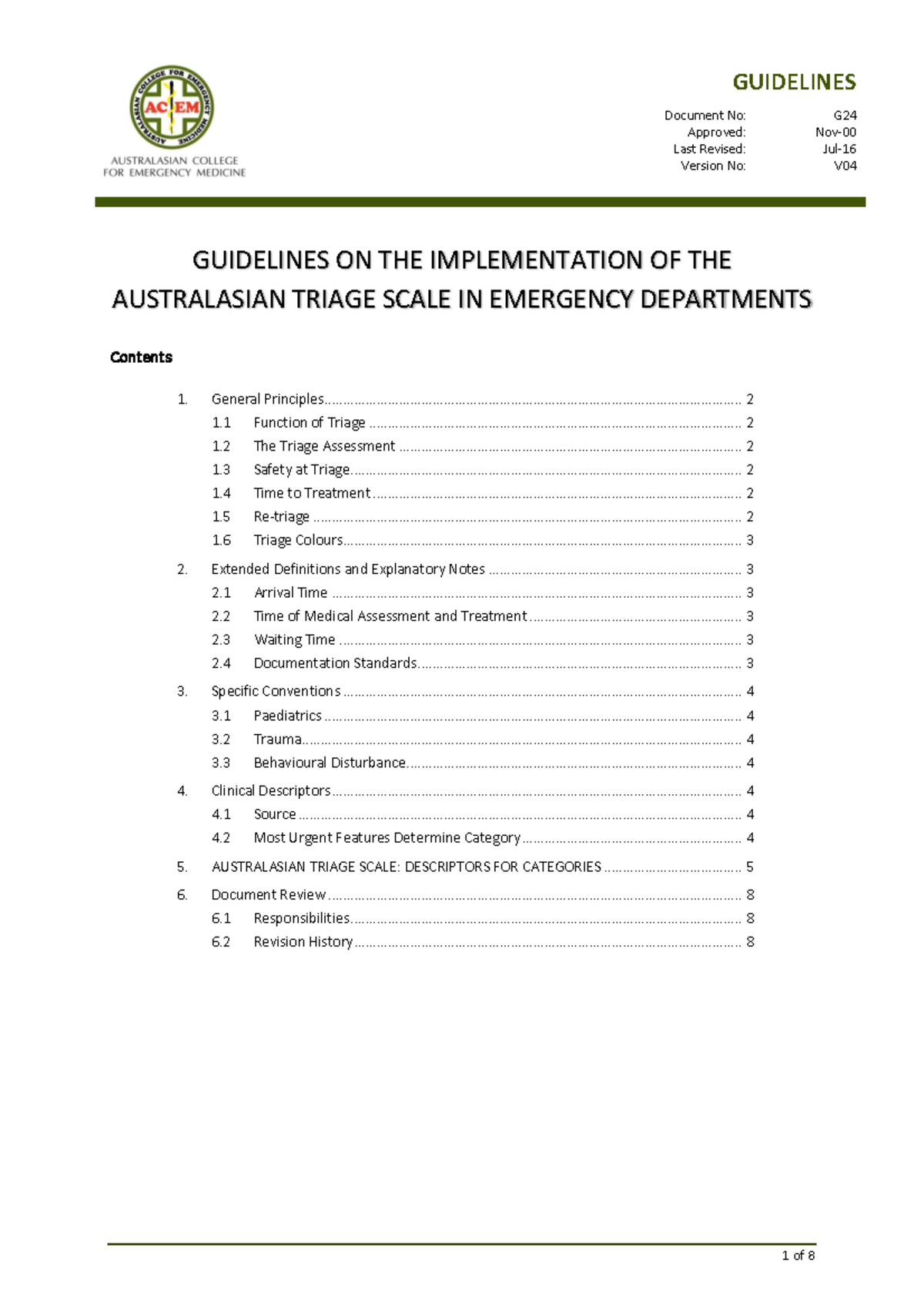 Implementation Guidelines for the ATS in EDs (G24) - Studocu