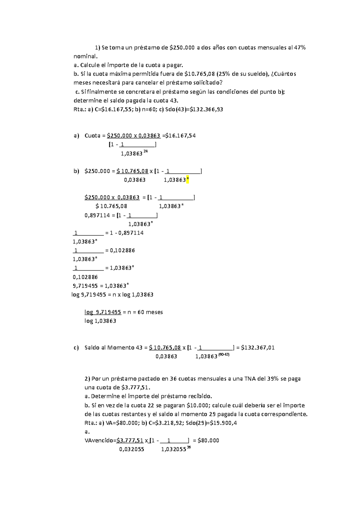 Ejercicios Resueltos Guía 5 - Créditos y Préstamos CF - Document Preview