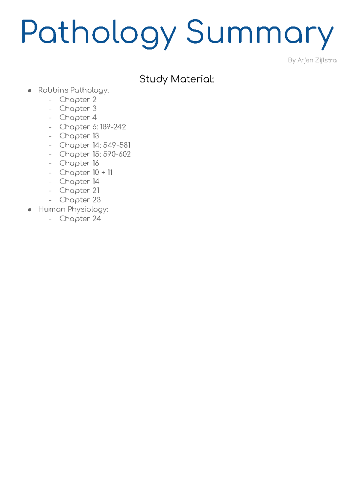 Pathology Summary - Lecture Notes & Key Concepts - June 2022 - Studeersnel