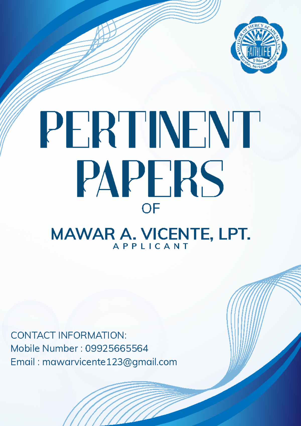 Frontpage Vicente - cover page sample - Bachelor of Secondary Education ...