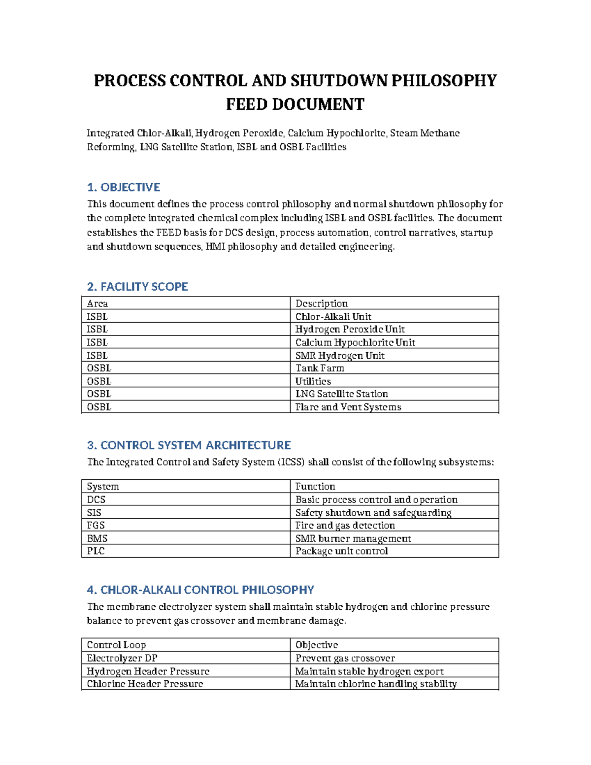 EPC Process Control and Shutdown Philosophy for Integrated Chemical ...