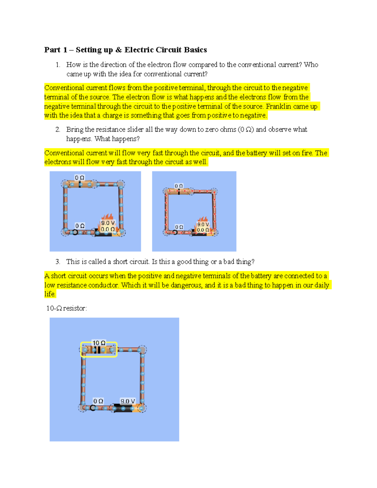 Document 44 - Ohm's Law & Series-Parallel Circuit Inquiry Lab Part I ...