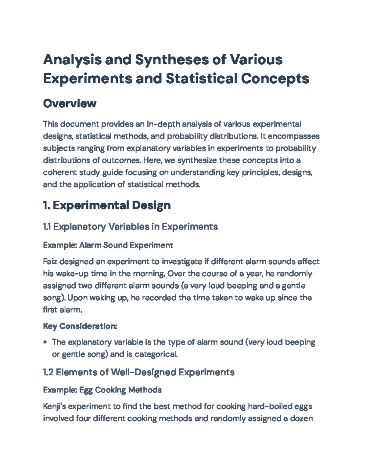 Comprehensive Study Guide: Experimental Design and Statistical Concepts ...