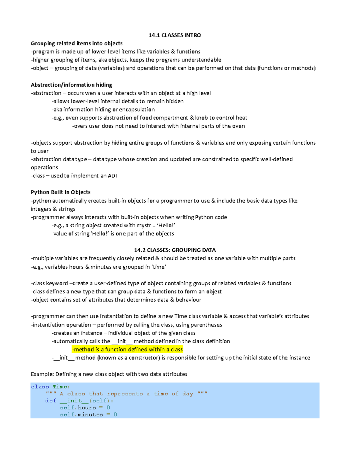 14. Classes - n/a - 14 CLASSES INTRO Grouping related items into ...