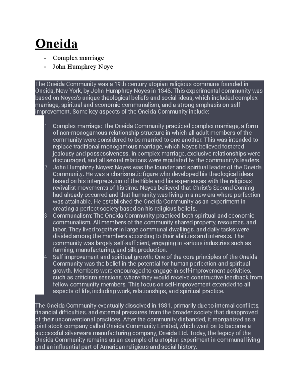 Oneida Community's Influence on U.S. Society: Key Questions Explored ...