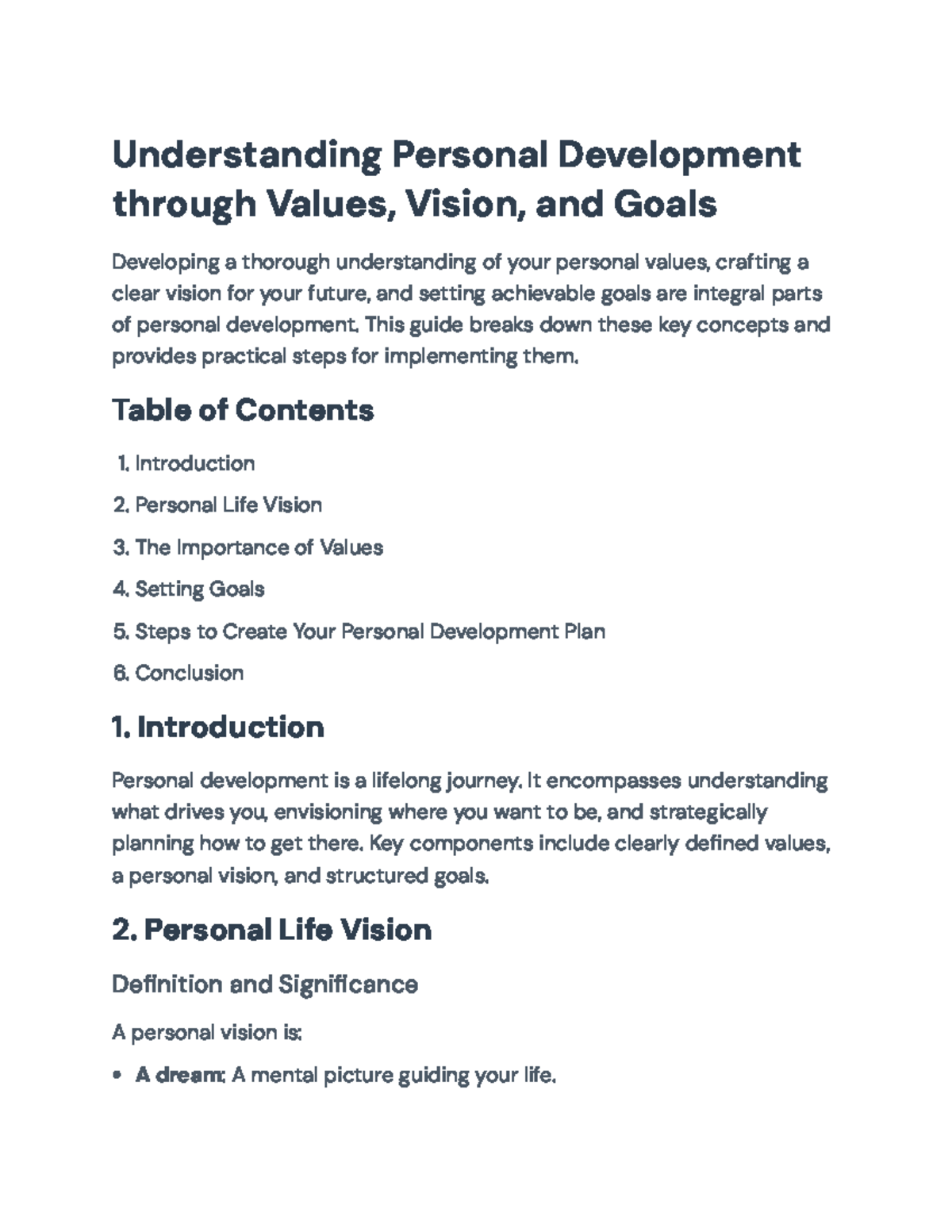Personal Development Guide (PD101): Values, Vision, and Goals Overview ...