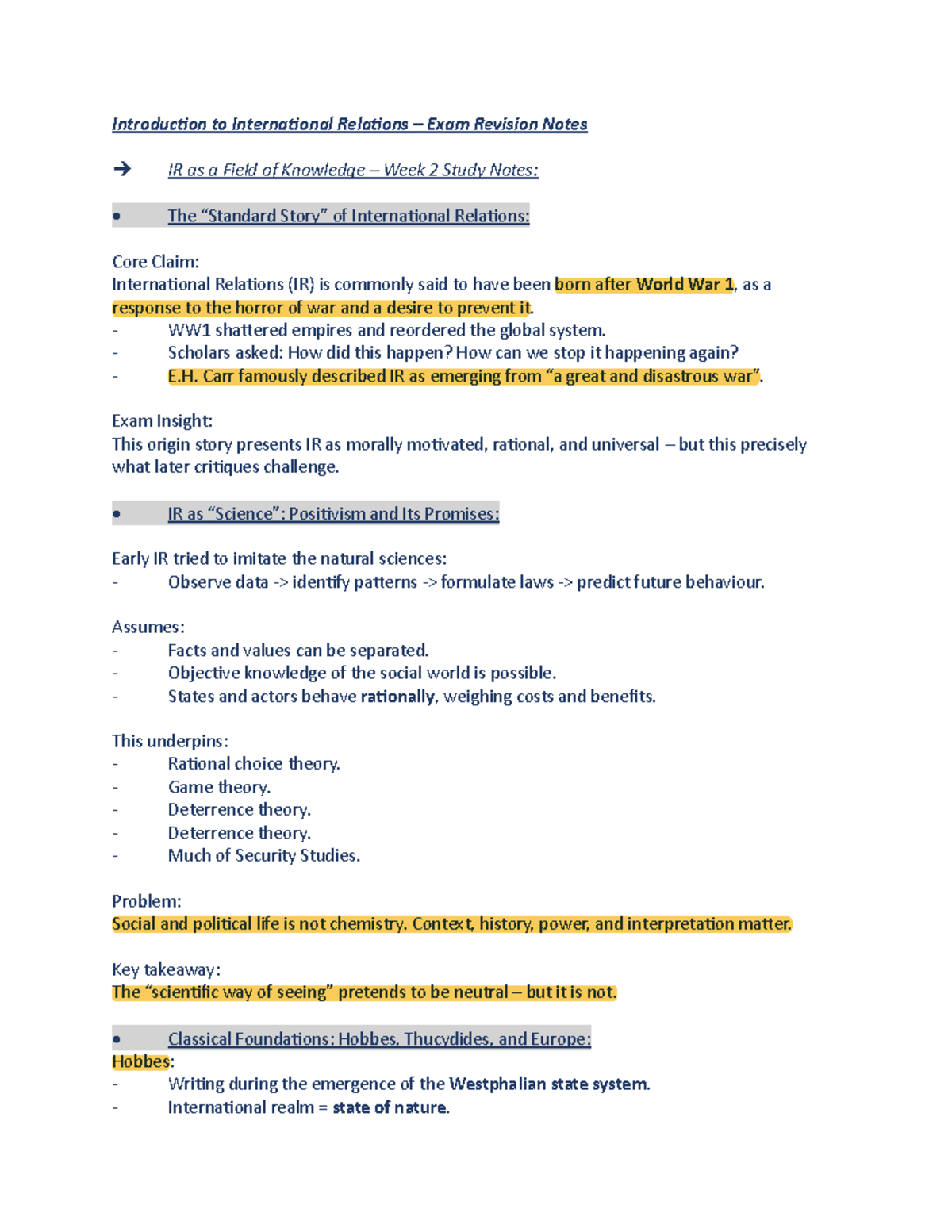 International Relations Exam Revision Notes: Key Concepts and Theories ...