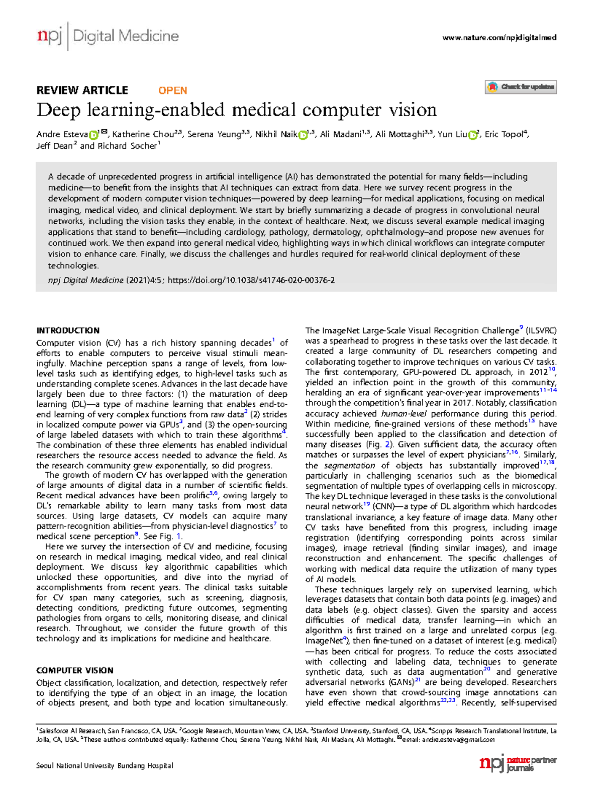Deep Learning in Medical Computer Vision: A Comprehensive Review - Studocu
