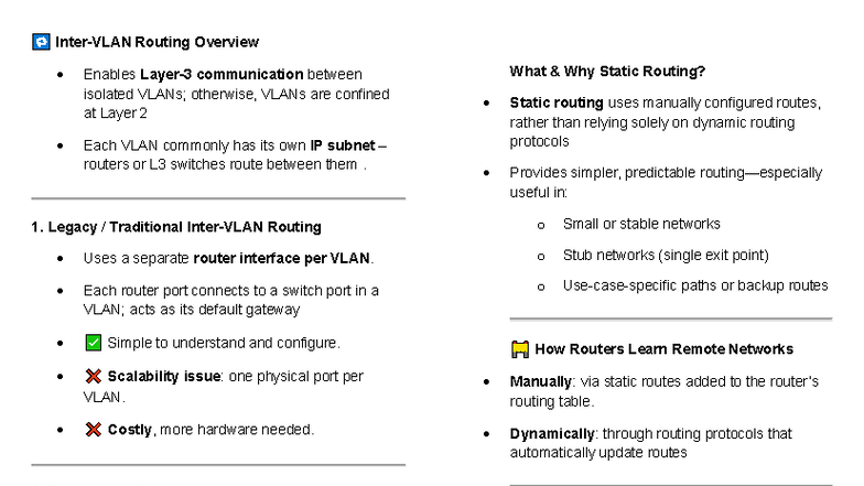 Routing Overview: Static vs Dynamic Routing in VLANs (Course Code: N/A ...