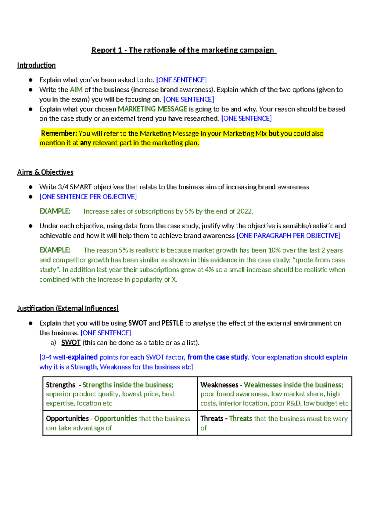 Report 1: Rationale for Marketing Campaign and Strategies - Studocu