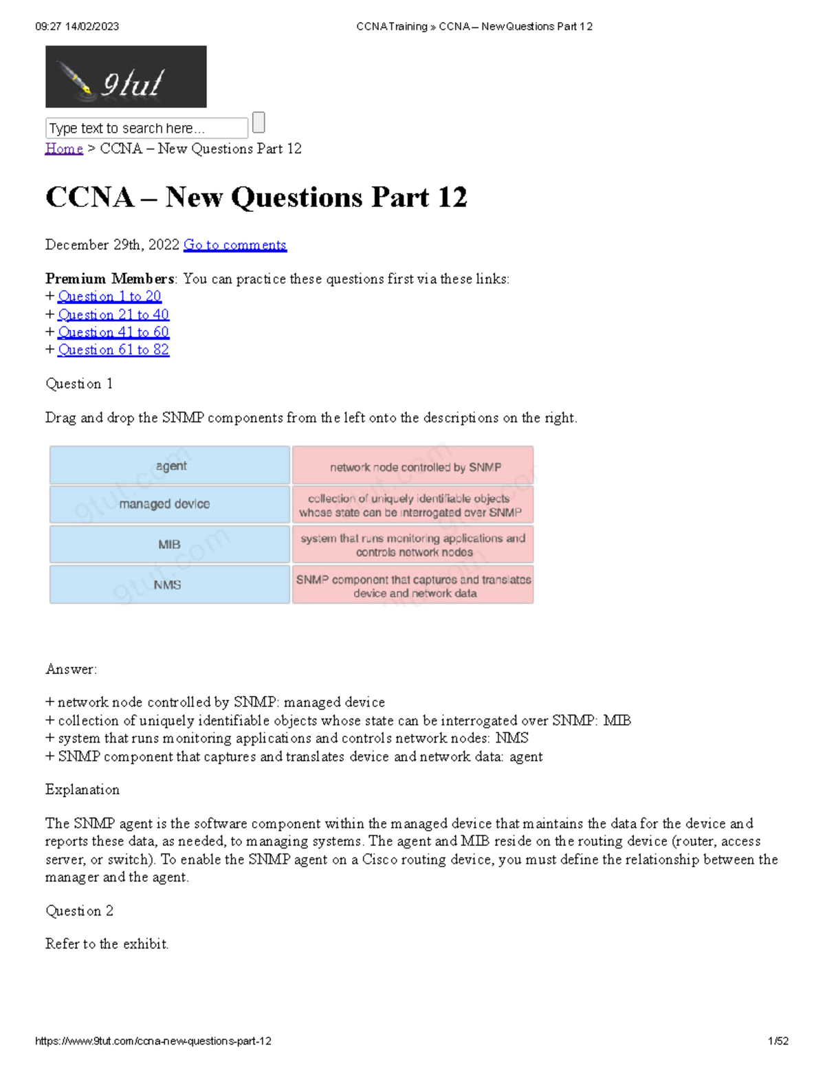 CCNA 09:27 Training - New Questions Part 12 - Studocu