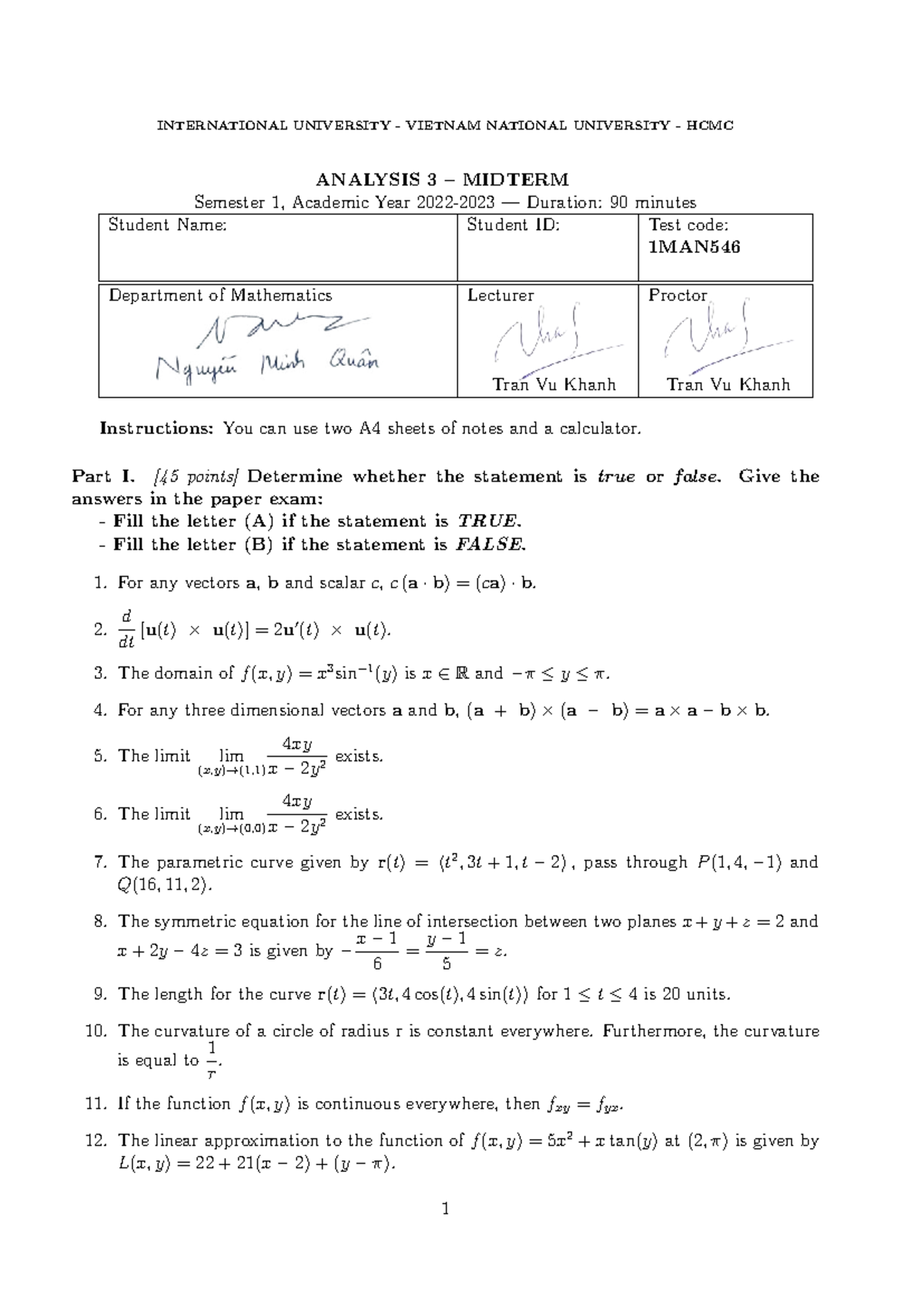 Analysis 3-MT - Midterm Exam Overview & Key Concepts - Studocu