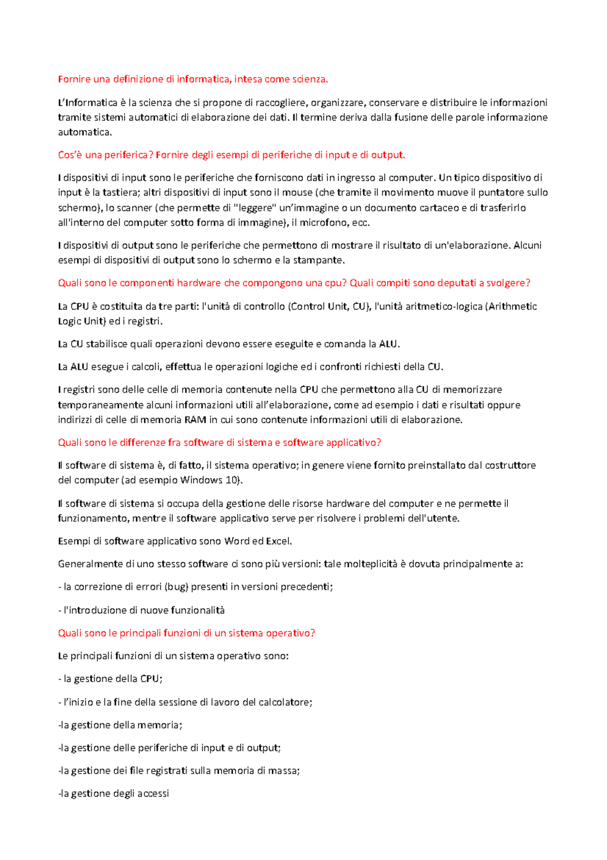 Aperte Informatica - Fornire una definizione di informatica, intesa ...