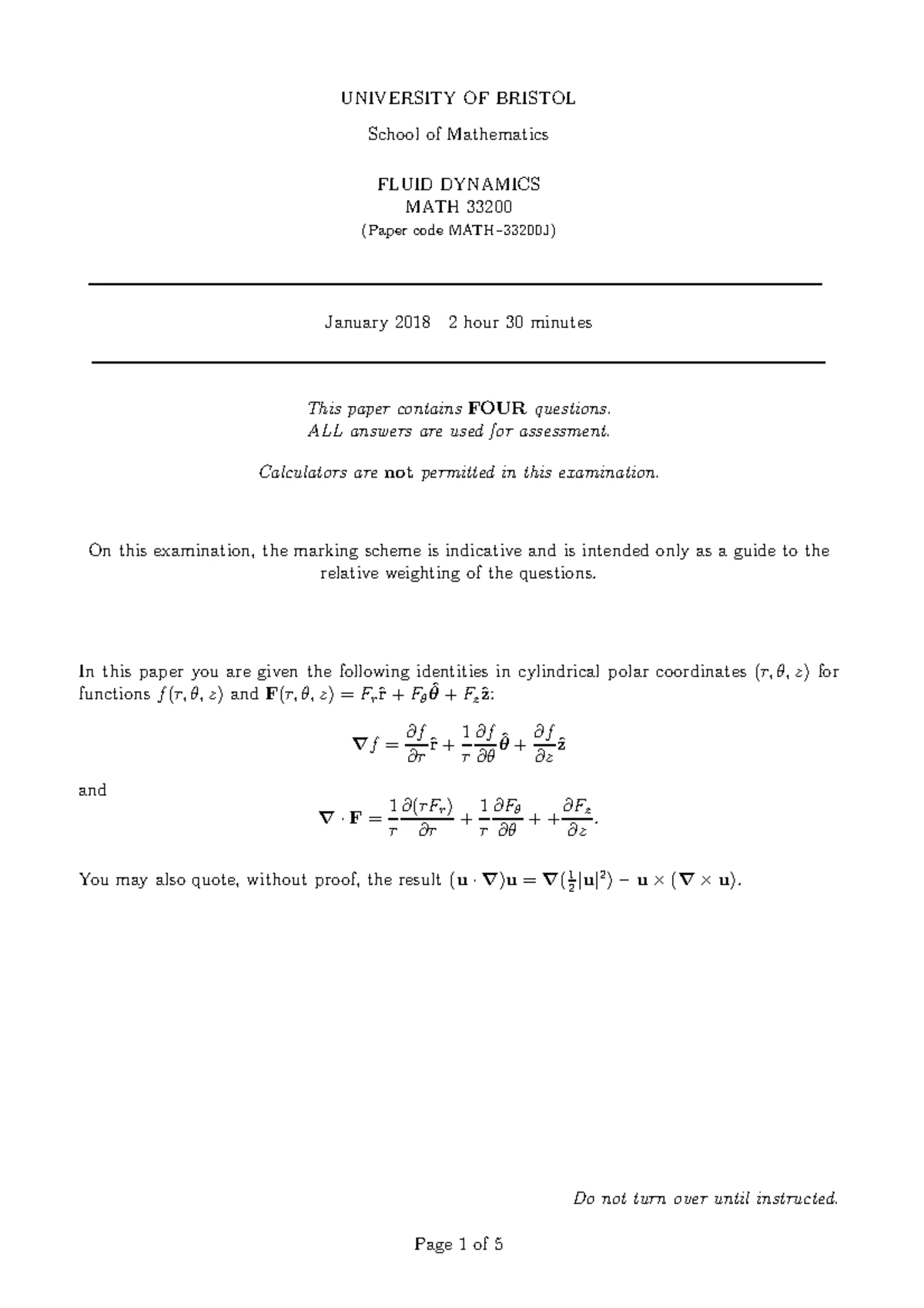 MATH33200 2017-2018 Problem Sheet 3 - Fluid Dynamics 3: Sheet 3 1. 2017 ...