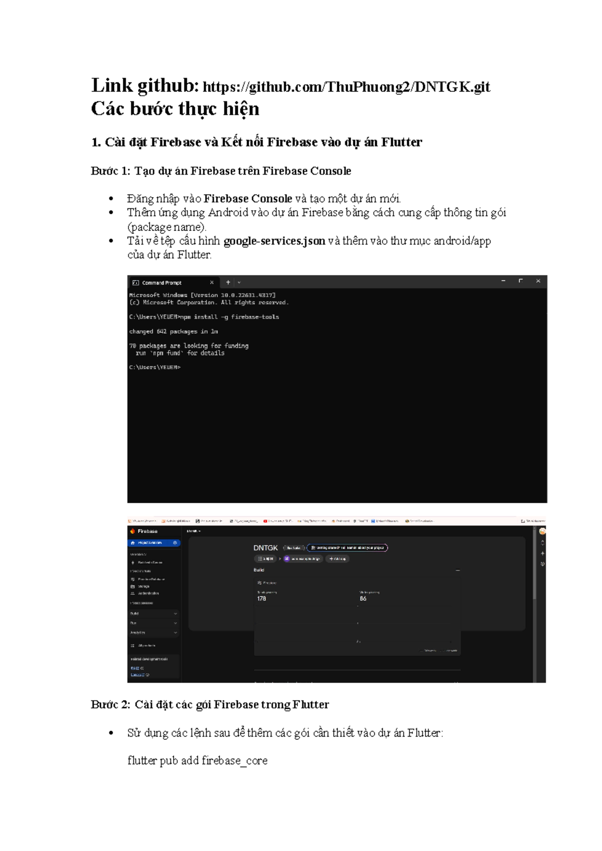 Các bước đã thực hiện - PHAN THỊ THU PHƯƠNG - Link github: github ...