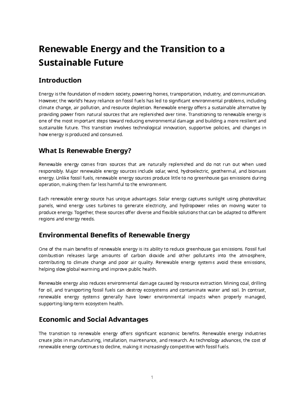 Renewable Energy and the Path to Sustainability: An Overview - Studocu