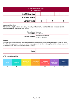 Nutrition - Grade: 12 - South Australian Certificate of Education - Studocu